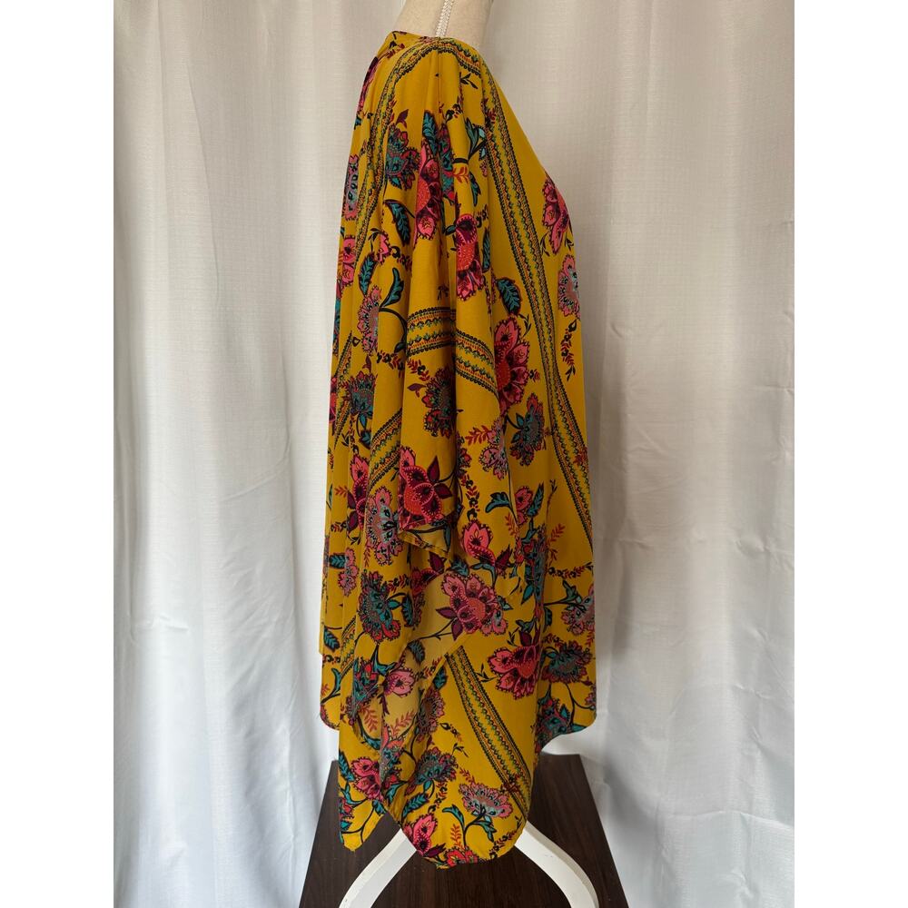 Boutique Floral Kimono Cardigan Boho Open Front Duster Festival Plus Size - Picture 3 of 5